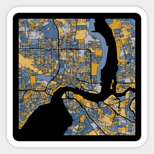 Jacksonville Map Pattern in Blue & Gold Sticker